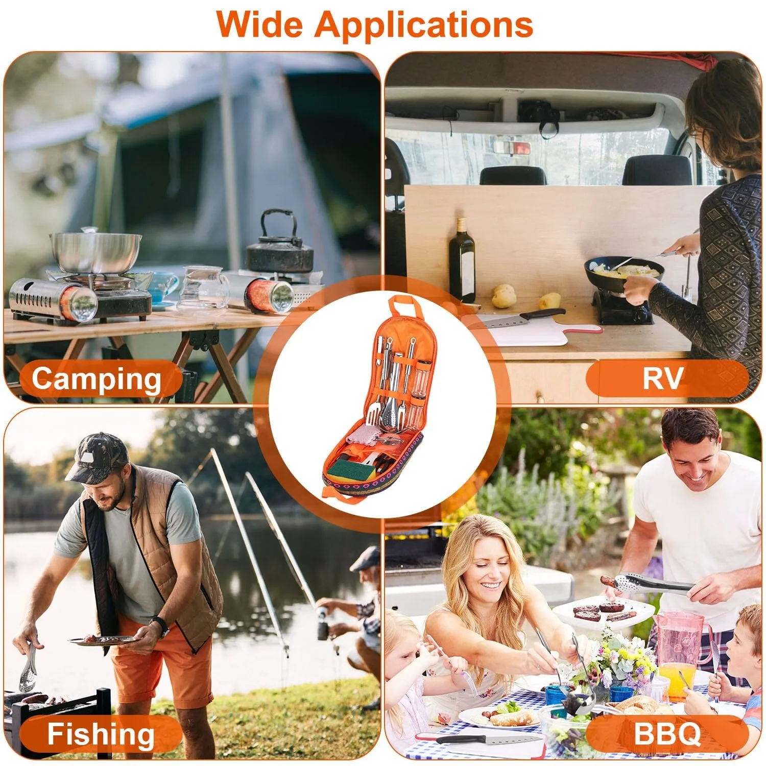 19-Piece: Camping Cooking Utensil Kit Portable Picnic Cookware