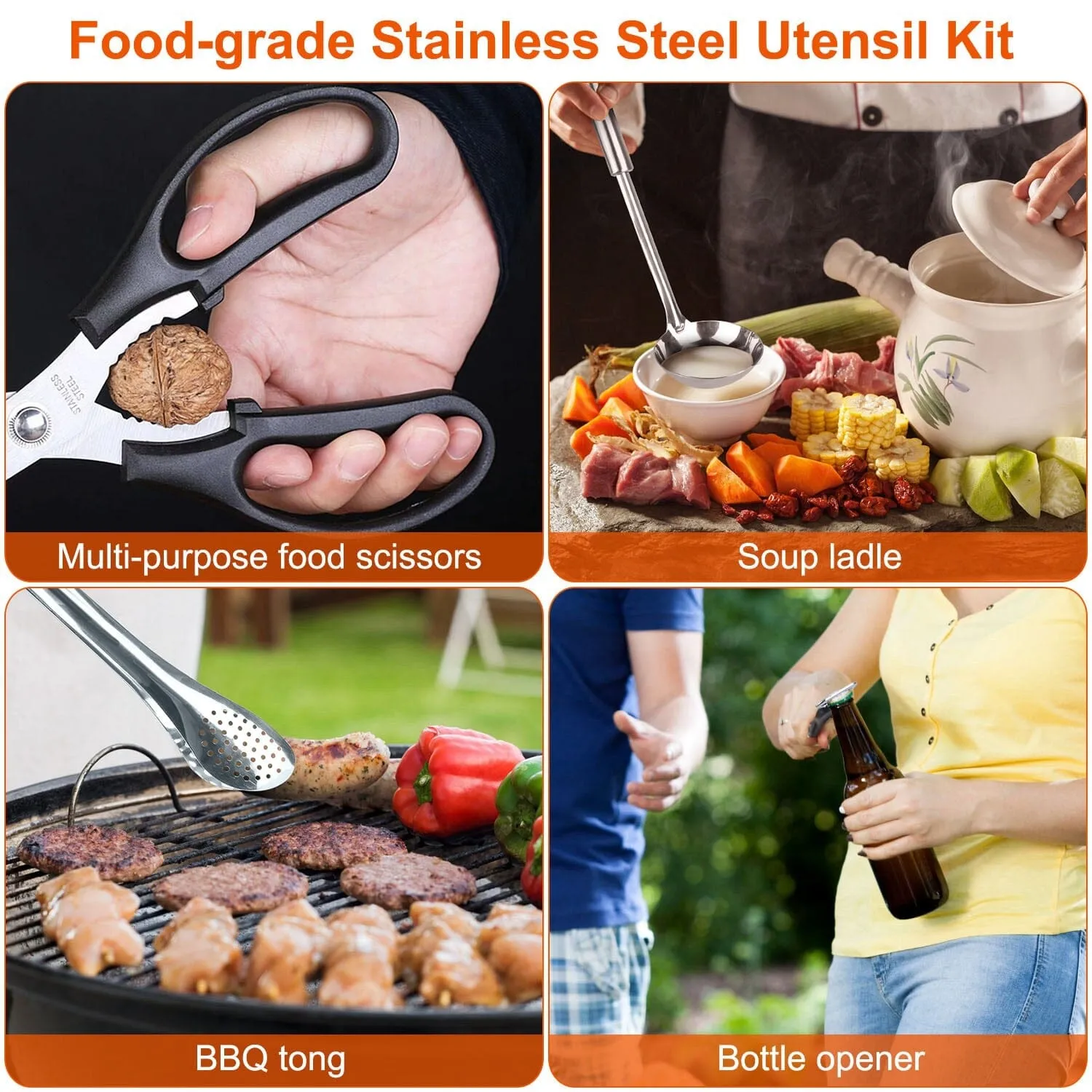 19-Piece: Camping Cooking Utensil Kit Portable Picnic Cookware