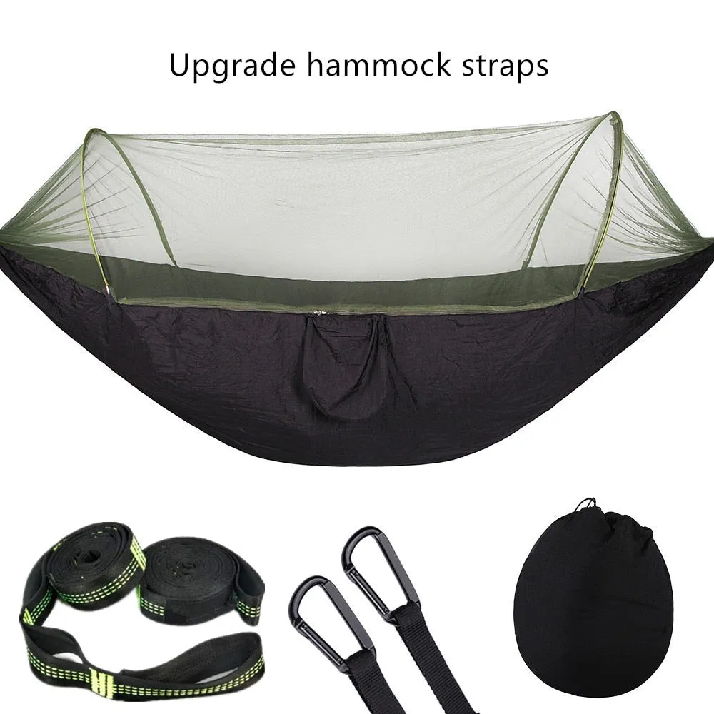 2023 Camping Hammock with Mosquito Net Pop-Up Light Portable Outdoor Parachute