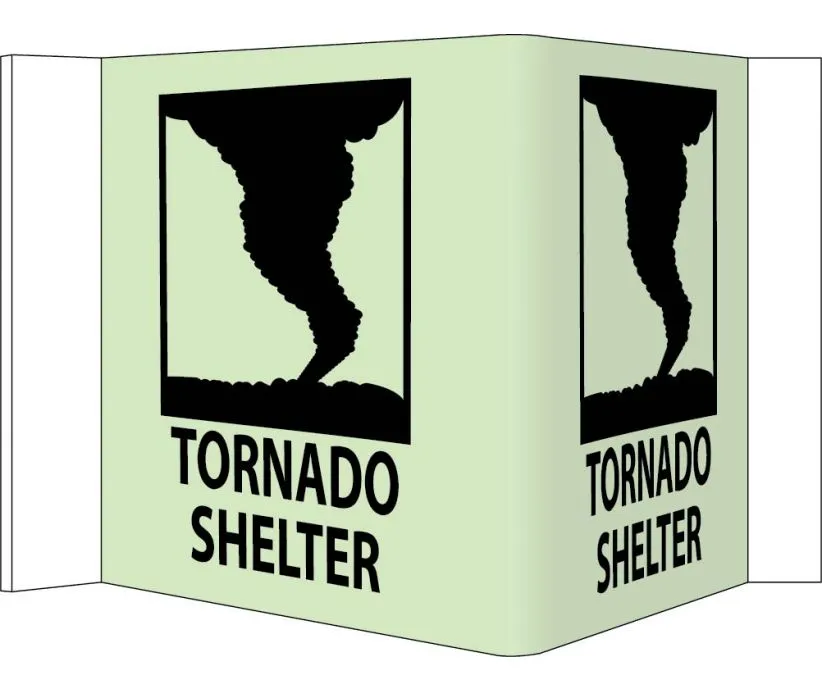 3-View Tornado Shelter Sign