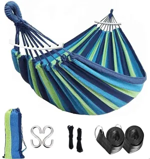 450lbs Portable Camping Hammock with Carrying Bag Two Anti Roll Balance Beam Metal Carabiner Rope Tree Straps