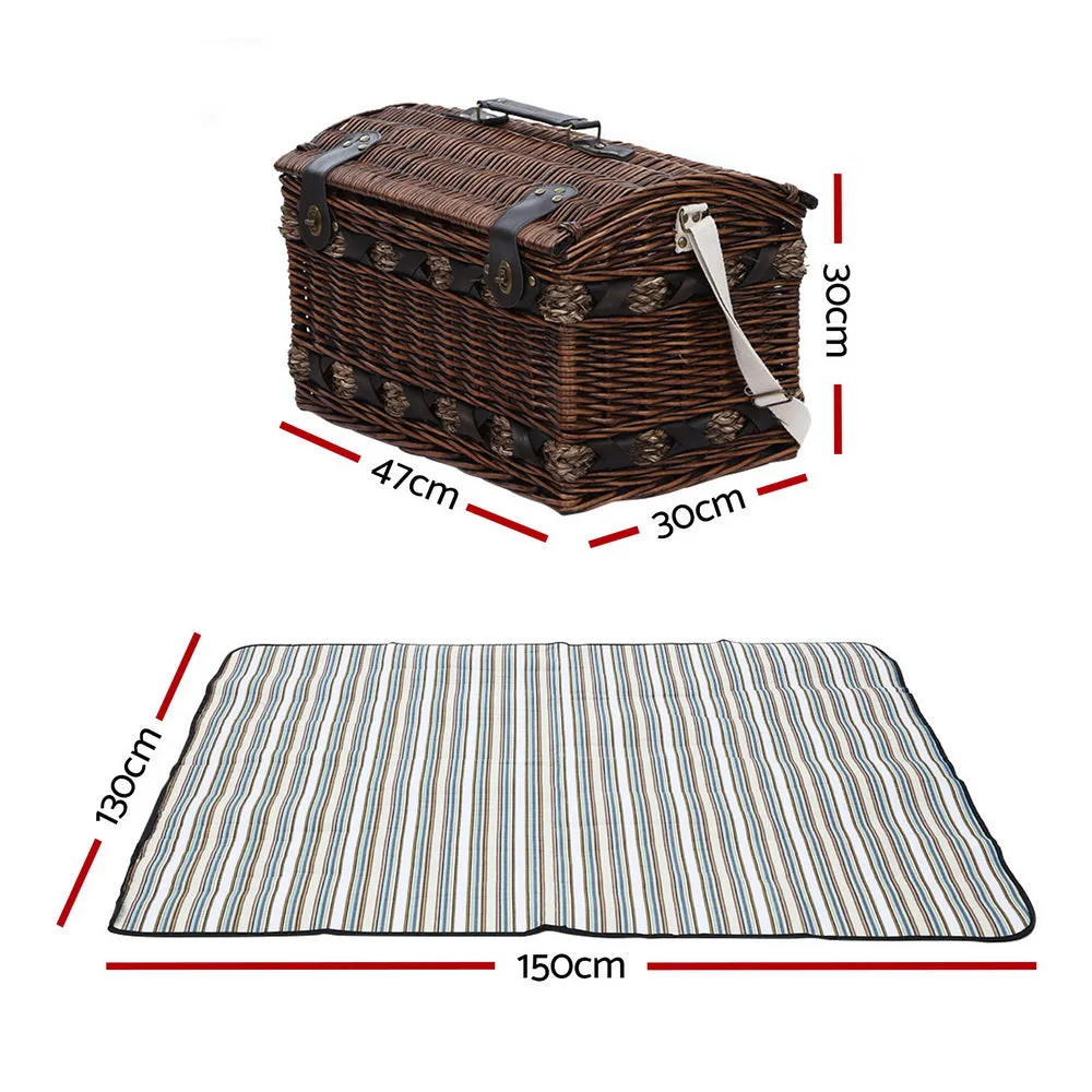 Alfresco 4 Person Wicker Outdoor Insulated Gift Blanket