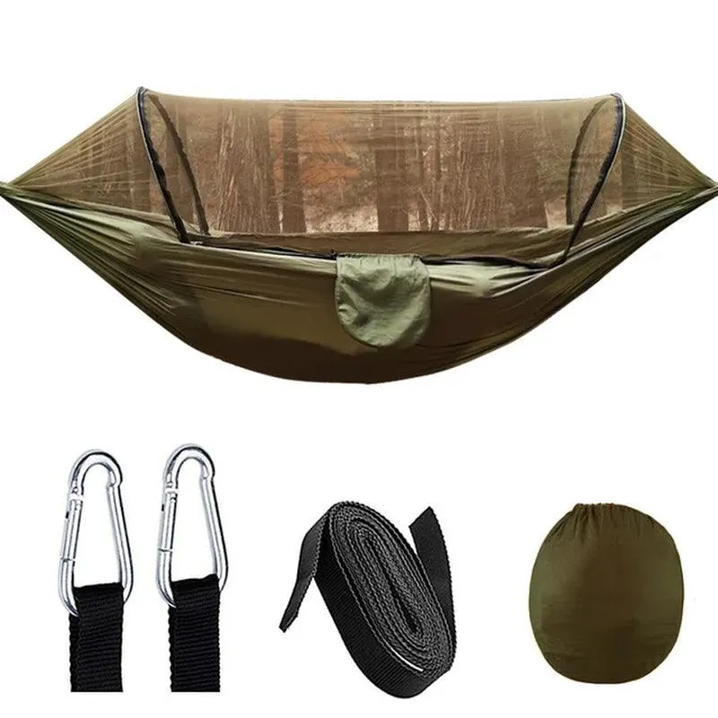 Automatic Quick-Opening Mosquito Net Hammock: Anti-Rollover Nylon Rocking Chair for Outdoor Camping