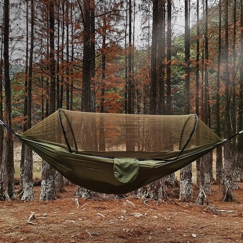 Automatic Quick-Opening Mosquito Net Hammock: Anti-Rollover Nylon Rocking Chair for Outdoor Camping