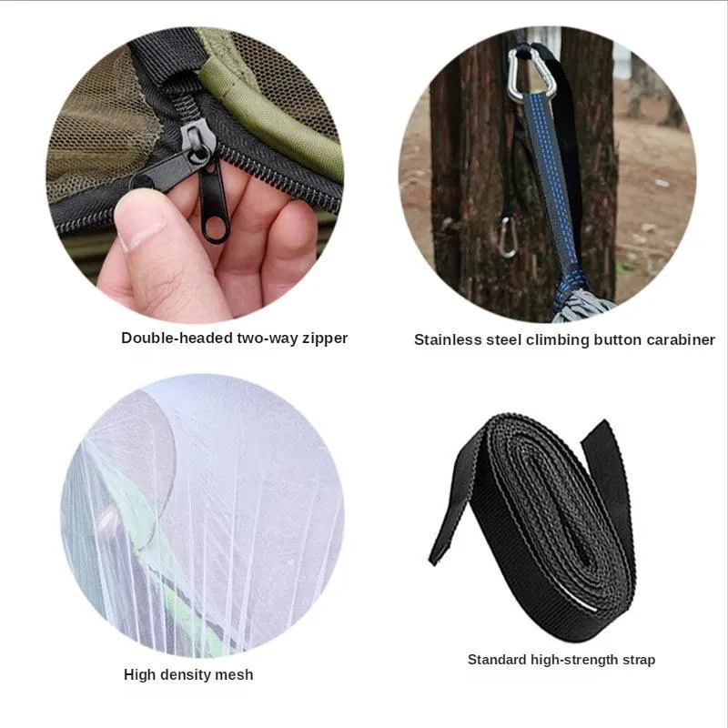 Automatic Quick-Opening Mosquito Net Hammock: Anti-Rollover Nylon Rocking Chair for Outdoor Camping