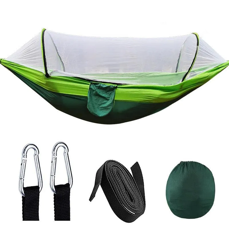 Automatic Quick-Opening Mosquito Net Hammock: Anti-Rollover Nylon Rocking Chair for Outdoor Camping