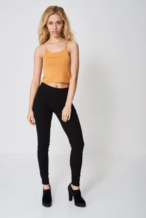 Black Elastic Waistband Jeggings