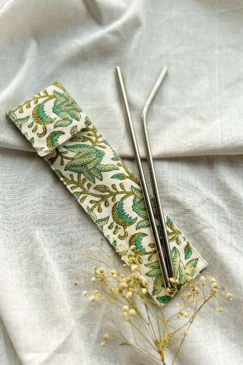 Ekatra Cotton Cutlery/Straw Holder By Ekatra ( Set Of 3 )