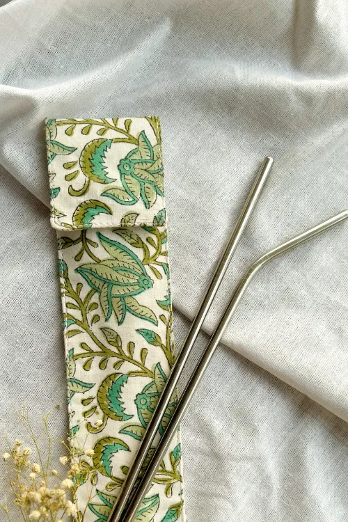Ekatra Cotton Cutlery/Straw Holder By Ekatra ( Set Of 3 )