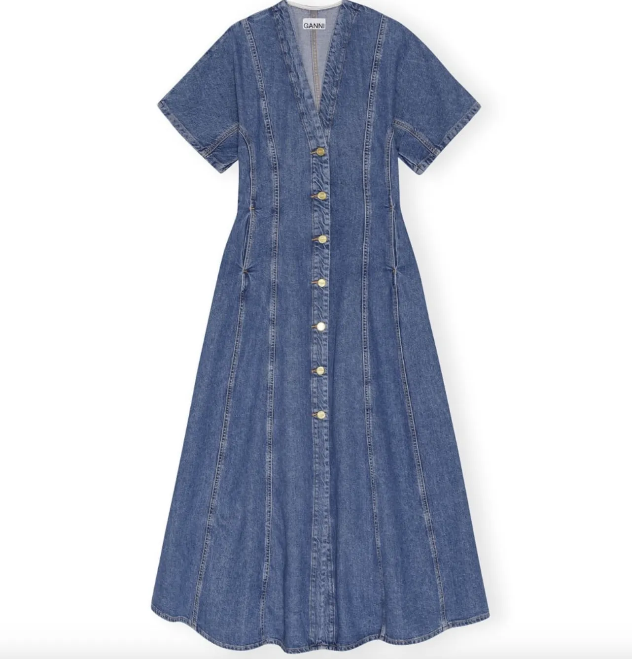 GANNI Blue Future Denim Maxi Dress UK 10