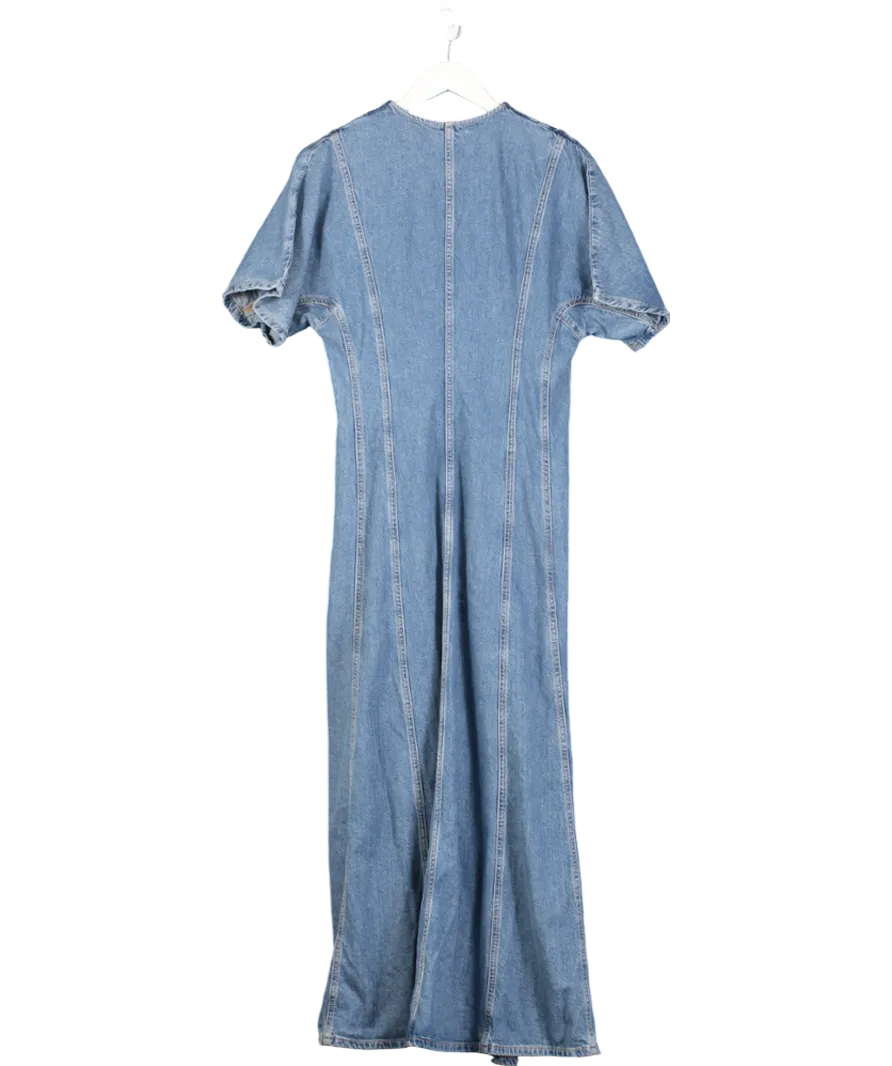 GANNI Blue Future Denim Maxi Dress UK 10