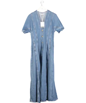 GANNI Blue Future Denim Maxi Dress UK 10