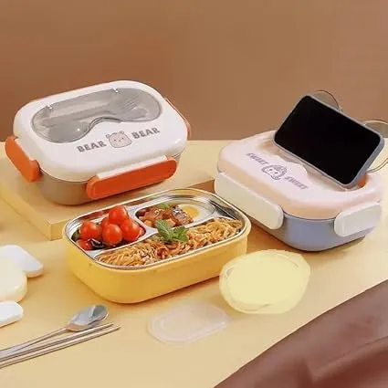 Kids Cartoon Design Stainless Steel Lunch Box With Spoons