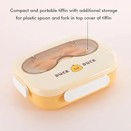 Kids Cartoon Design Stainless Steel Lunch Box With Spoons