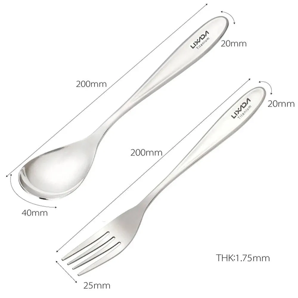 Lixada Lightweight Titanium Dinner Fork Spoon Polish Matt Flatware Cutlery for Outdoor Camping Hiking Backpacking Picnic Spork