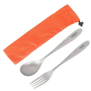 Lixada Lightweight Titanium Dinner Fork Spoon Polish Matt Flatware Cutlery for Outdoor Camping Hiking Backpacking Picnic Spork