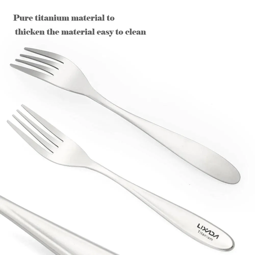 Lixada Lightweight Titanium Dinner Fork Spoon Polish Matt Flatware Cutlery for Outdoor Camping Hiking Backpacking Picnic Spork