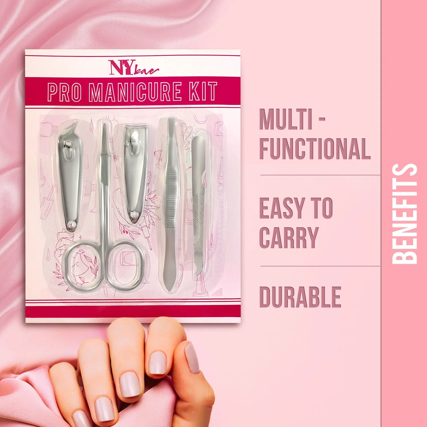 NY Bae Pro Manicure Kit | Ear Pick | Nail Cutter | Multipurpose Scissors | Tweezer | Nail File | Travel Friendly | Multi Functional