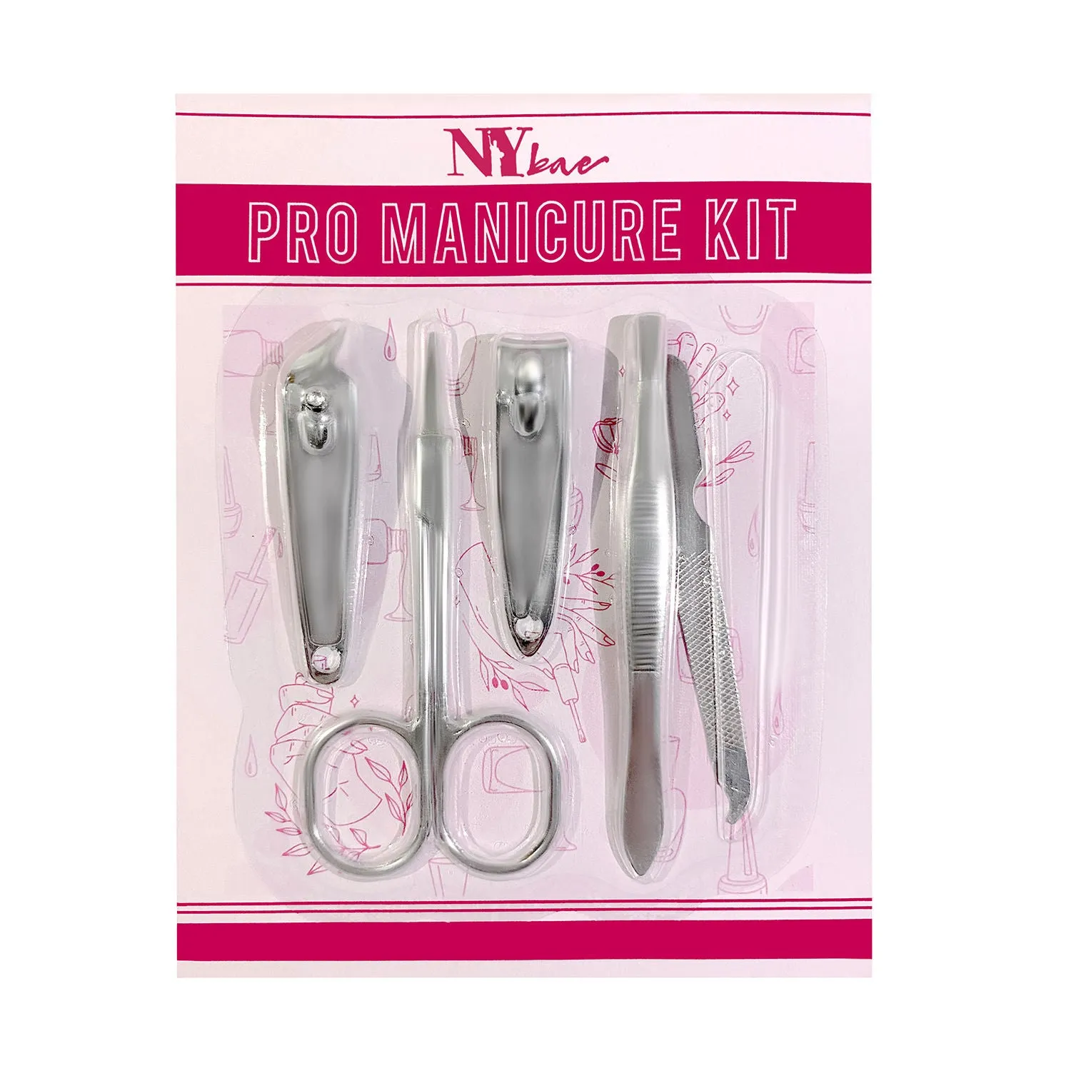 NY Bae Pro Manicure Kit | Ear Pick | Nail Cutter | Multipurpose Scissors | Tweezer | Nail File | Travel Friendly | Multi Functional
