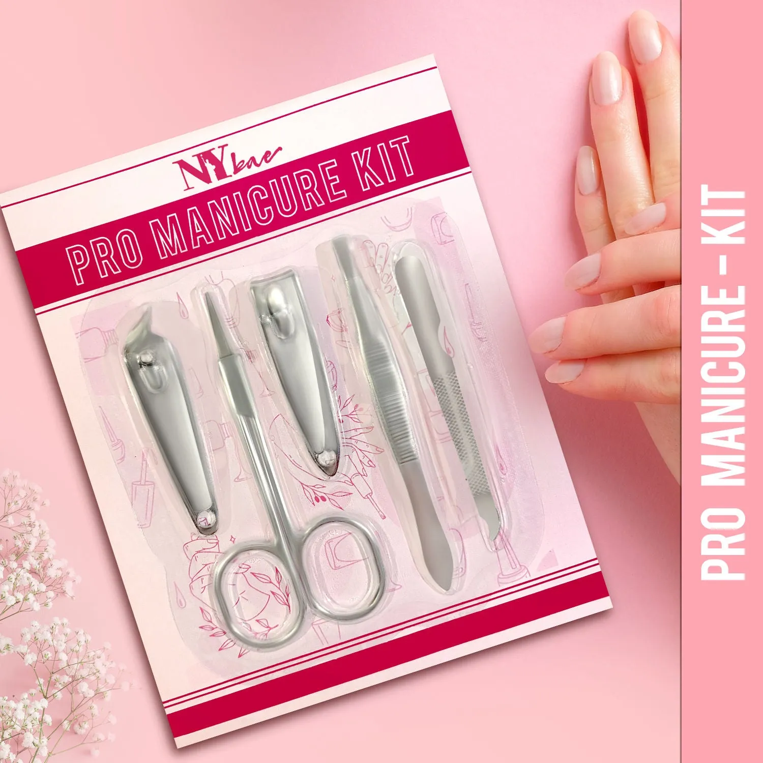 NY Bae Pro Manicure Kit | Ear Pick | Nail Cutter | Multipurpose Scissors | Tweezer | Nail File | Travel Friendly | Multi Functional