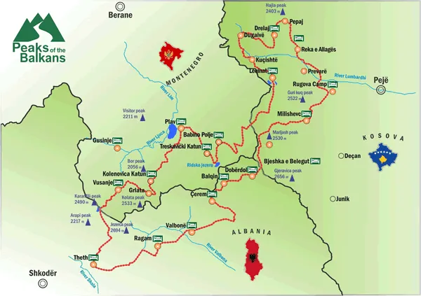 Peaks of the Balkans Mountain Map