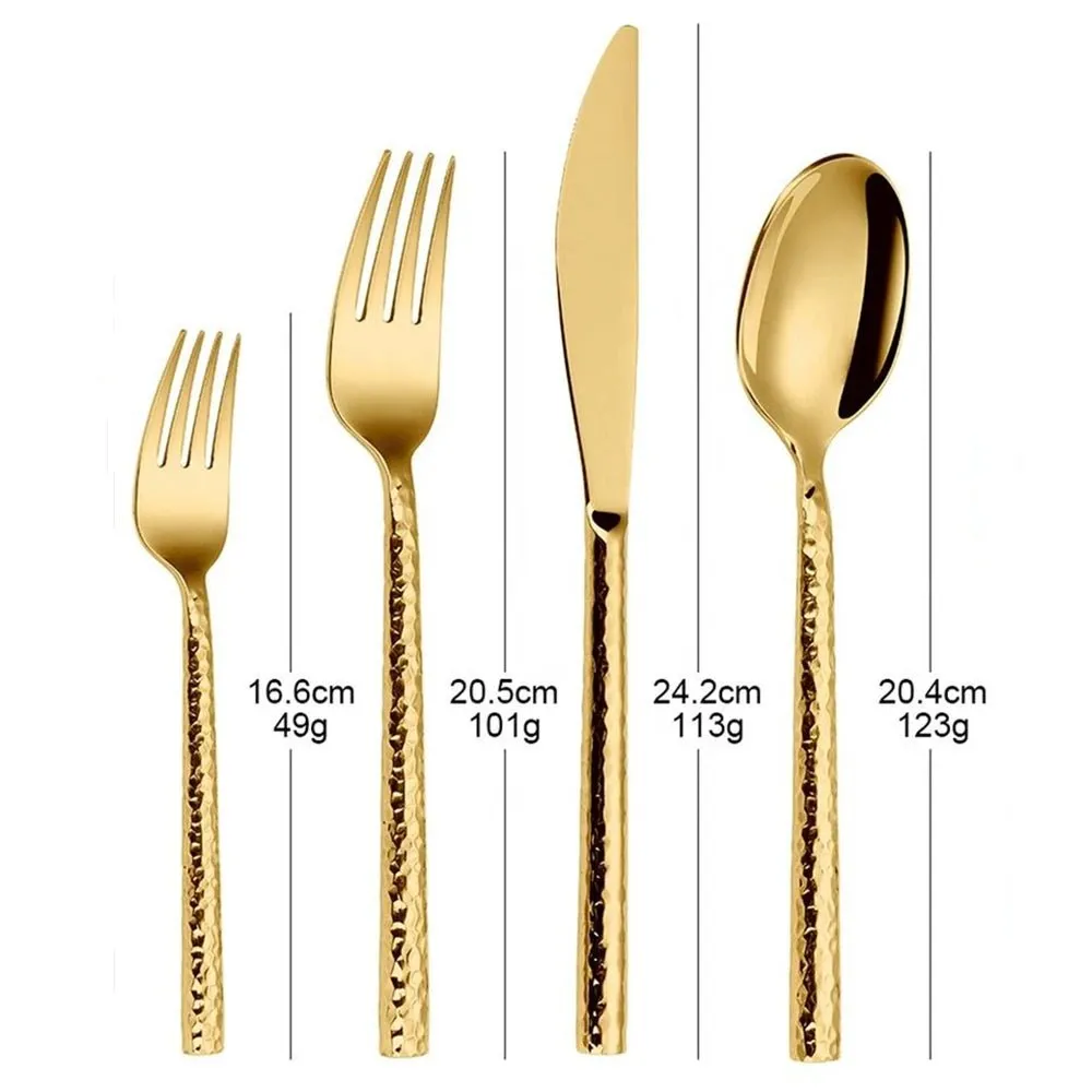 "Shiny Gold Stainless Steel Cutlery Set"
