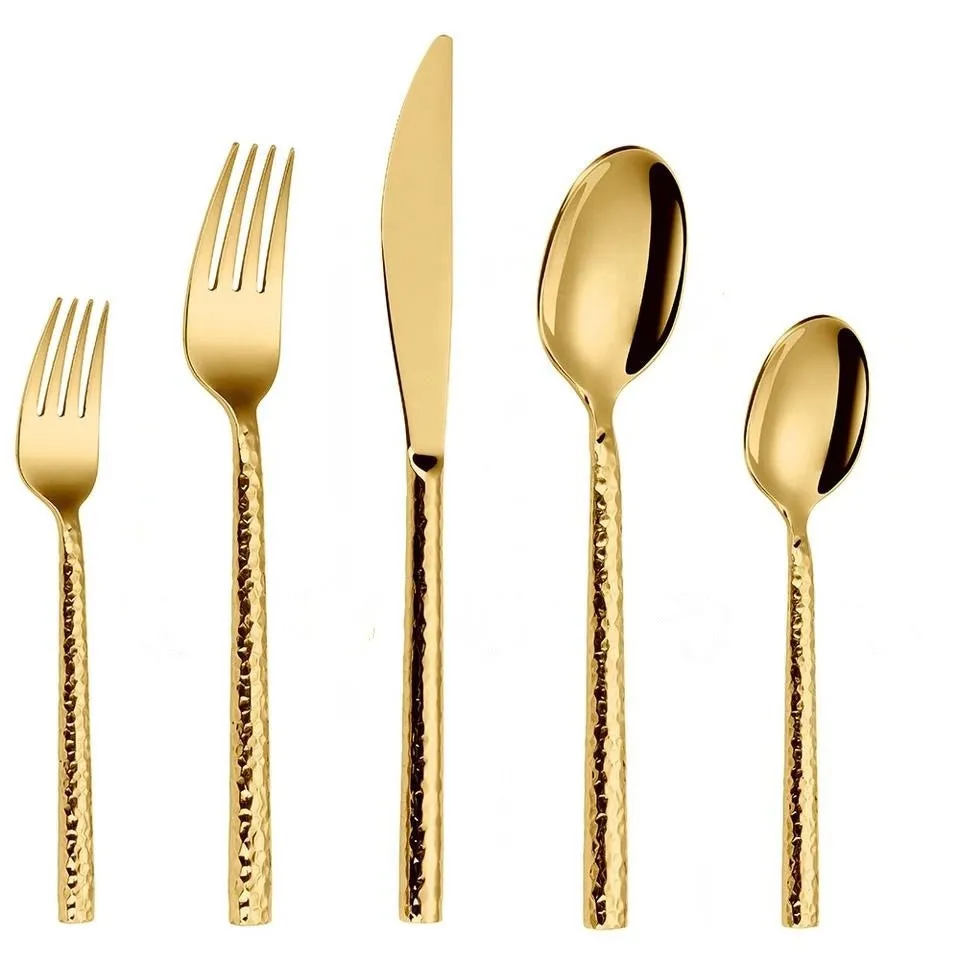 "Shiny Gold Stainless Steel Cutlery Set"