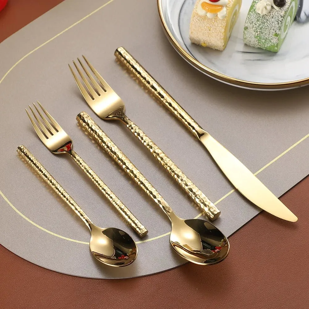 "Shiny Gold Stainless Steel Cutlery Set"