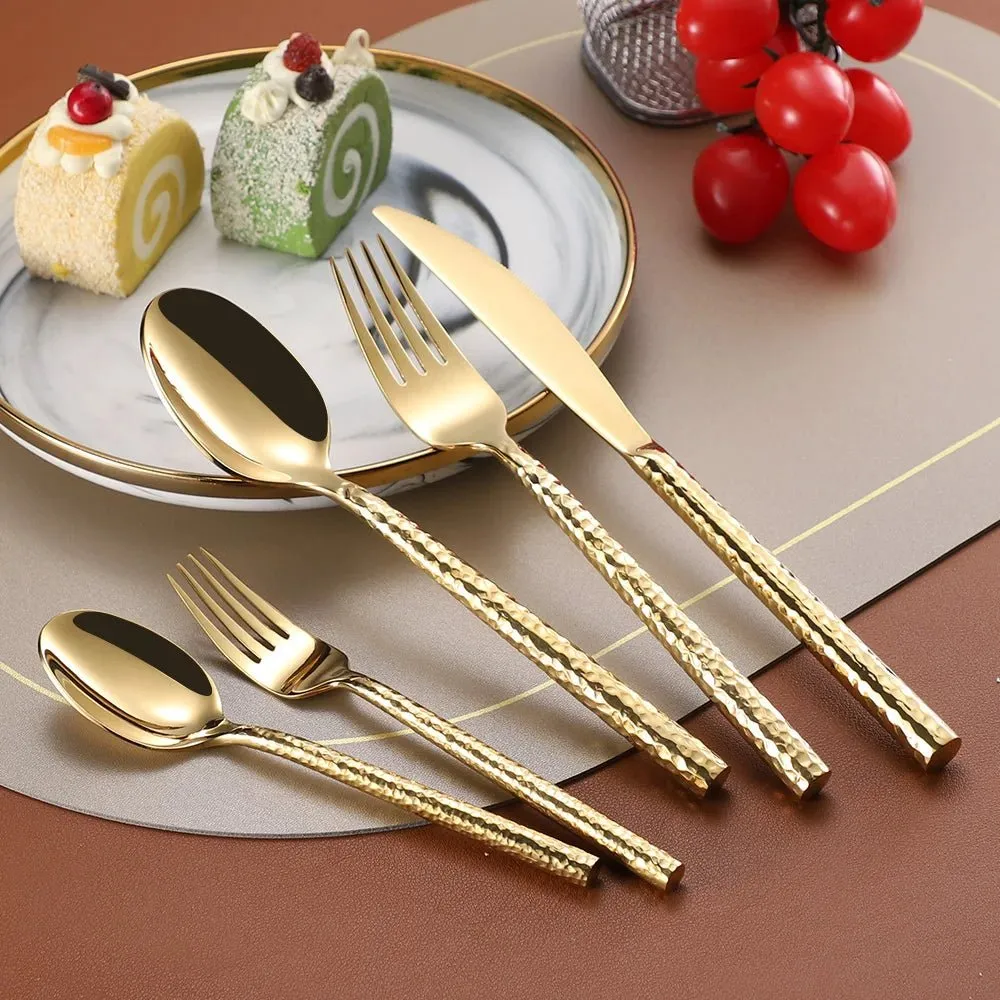 "Shiny Gold Stainless Steel Cutlery Set"