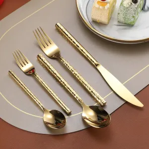 "Shiny Gold Stainless Steel Cutlery Set"