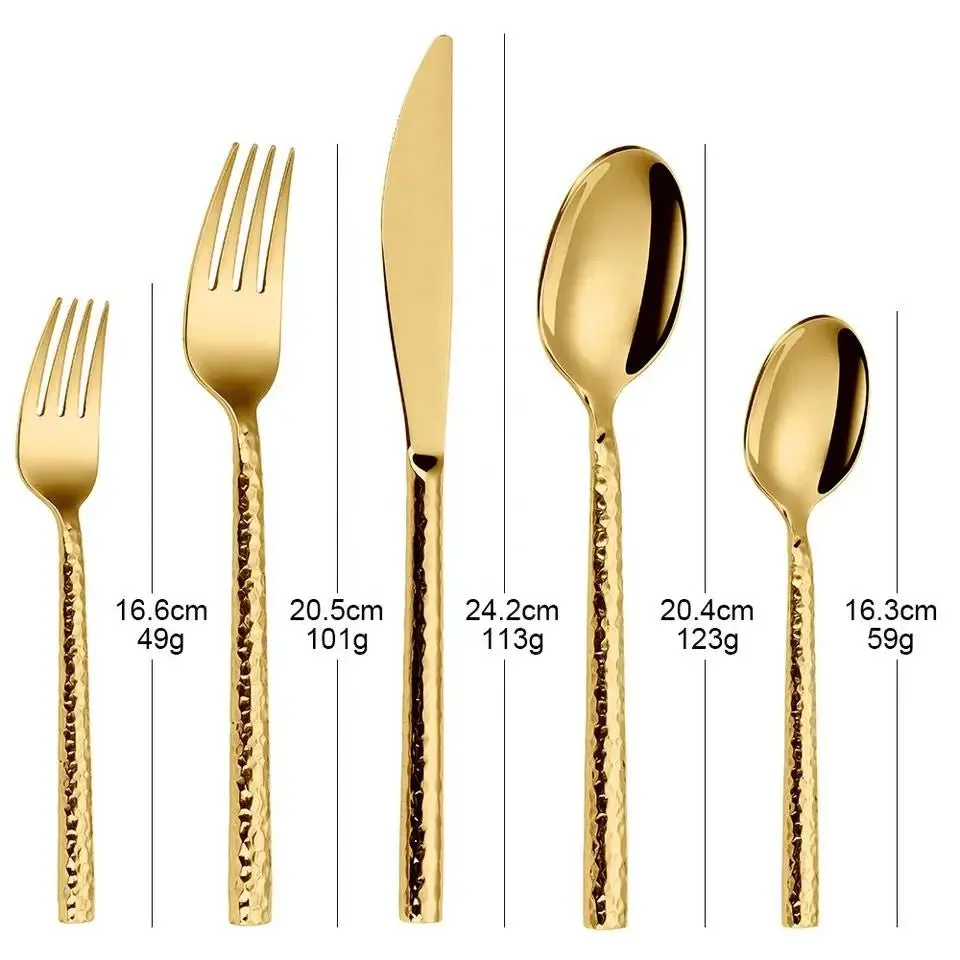 "Shiny Gold Stainless Steel Cutlery Set"