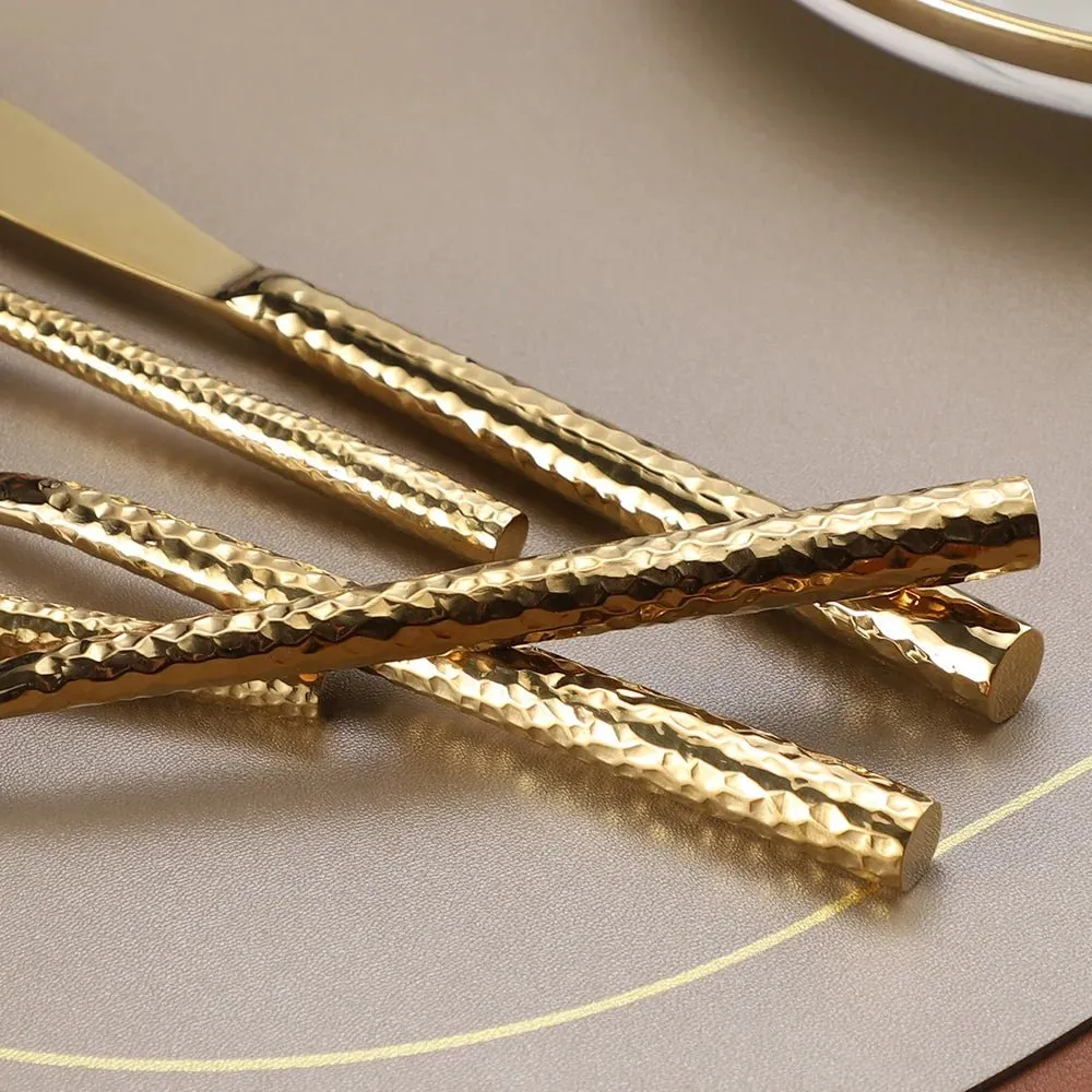 "Shiny Gold Stainless Steel Cutlery Set"
