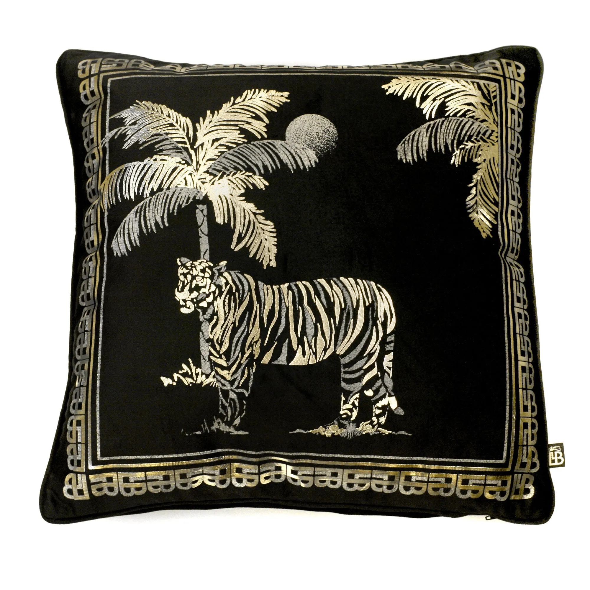 Tiger Tiger Cushion by Laurence Llewelyn-Bowen in Black 43 x 43cm