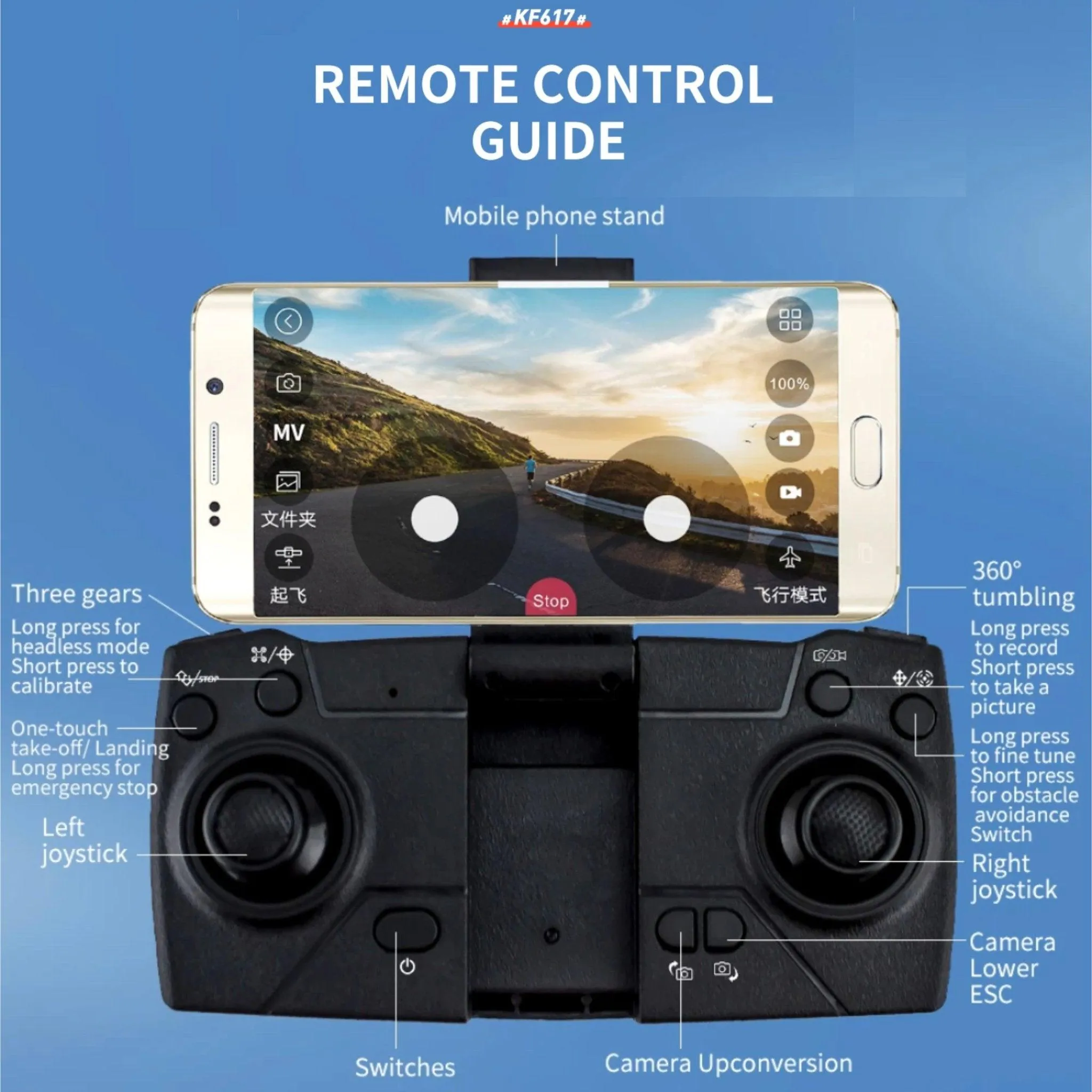 TUTT KF617 Mini Drone 4K Dual Camera Drone Infrared Obstacle Avoidance Optical Flow Foldable Quadcopter Height Hold Follow, Orbit, Waypoint Modes 2* Batteries