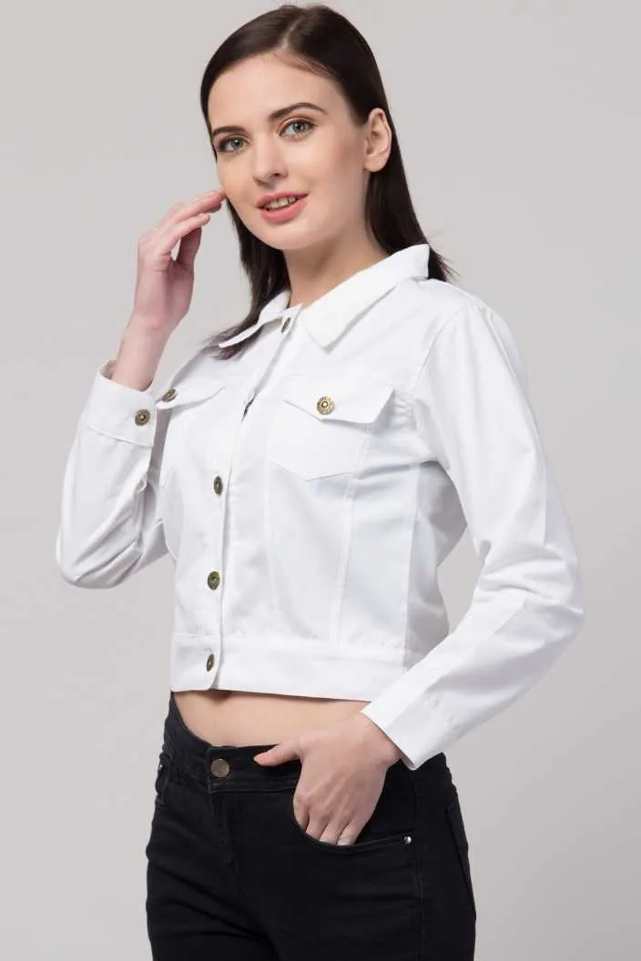 Whitewhale Full Sleeve Solid Women Denim Green Jacket