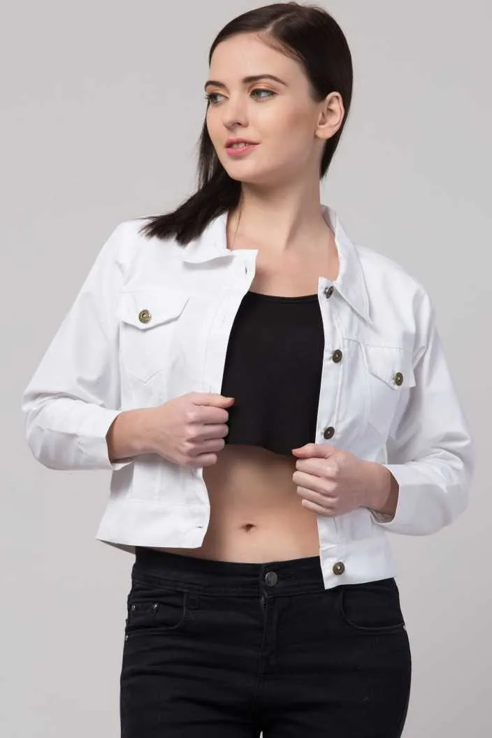 Whitewhale Full Sleeve Solid Women Denim Green Jacket